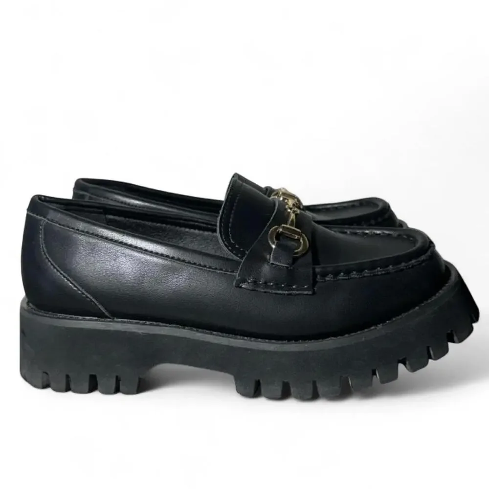 Sincerely jules black leather loafers